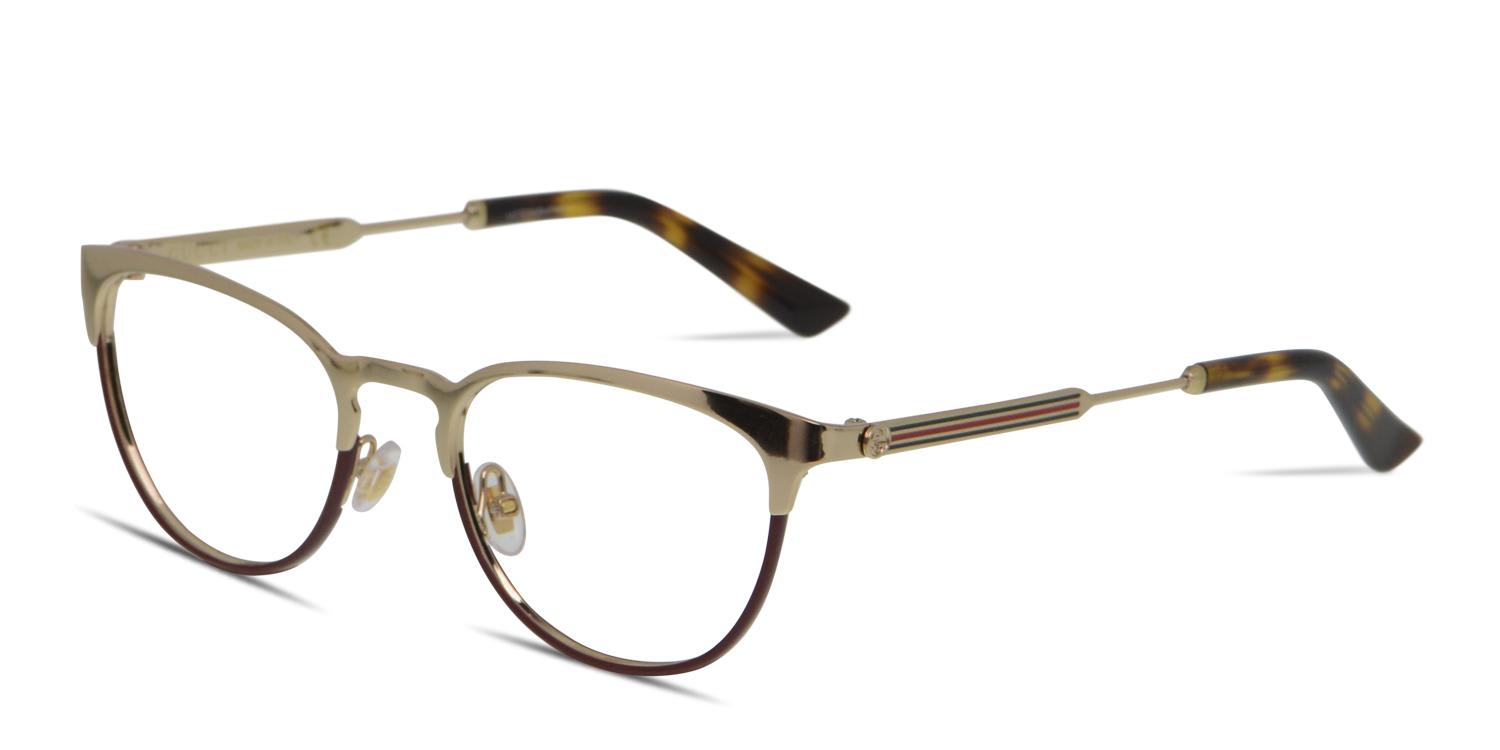Gucci GG0134O Gold w/Wine Prescription Eyeglasses