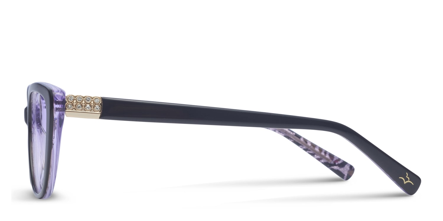 Amelia E. Violette Black w/Marble Purple Prescription Eyeglasses