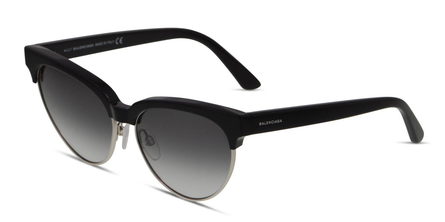 Balenciaga BA0127 Shiny Black/Silver Prescription Sunglasses