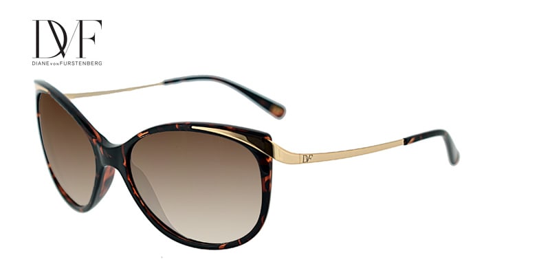 Diane Von Furstenberg Lindsay Tortoise w/Gold Sunglasses From $168