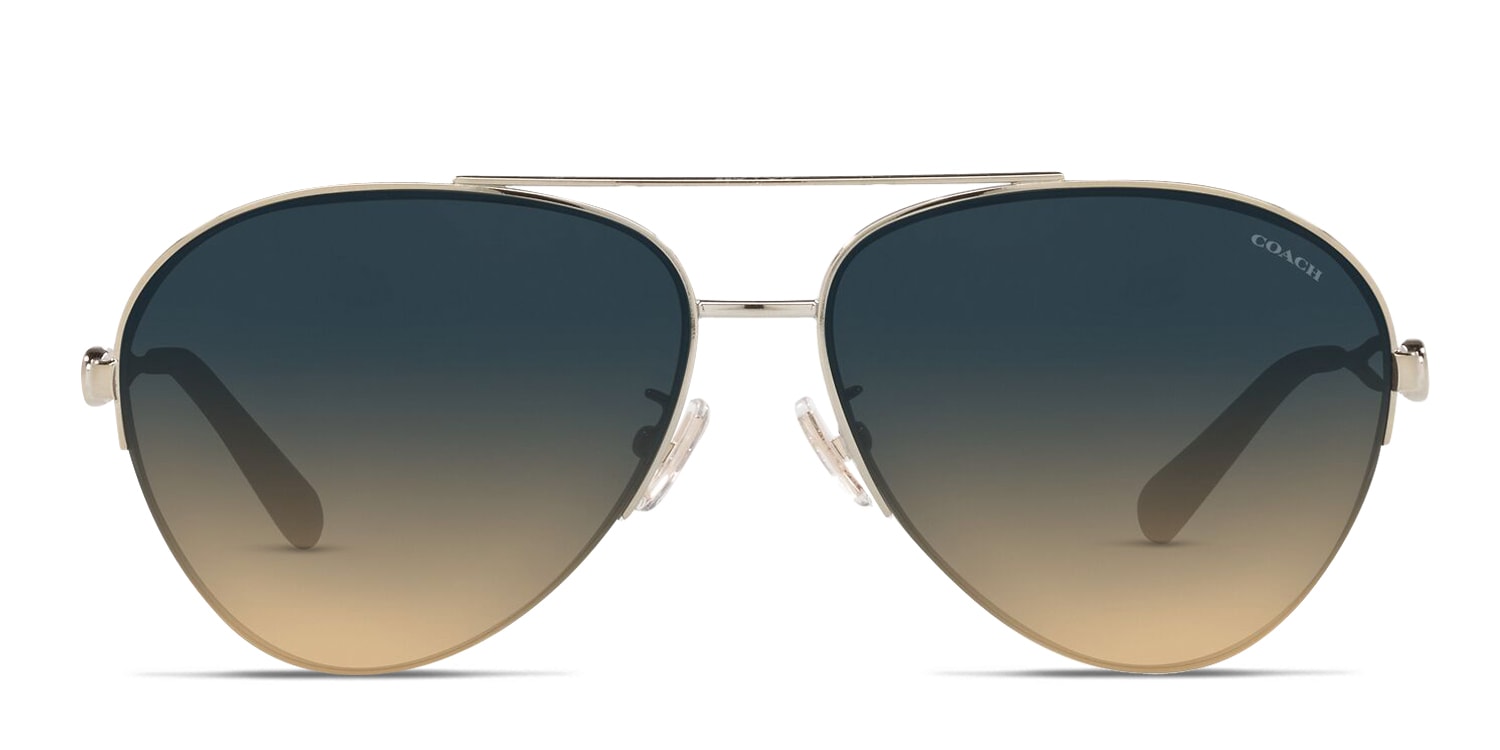 Coach HC7124 gold frame with blue gradient lenses. Lenses provide 100