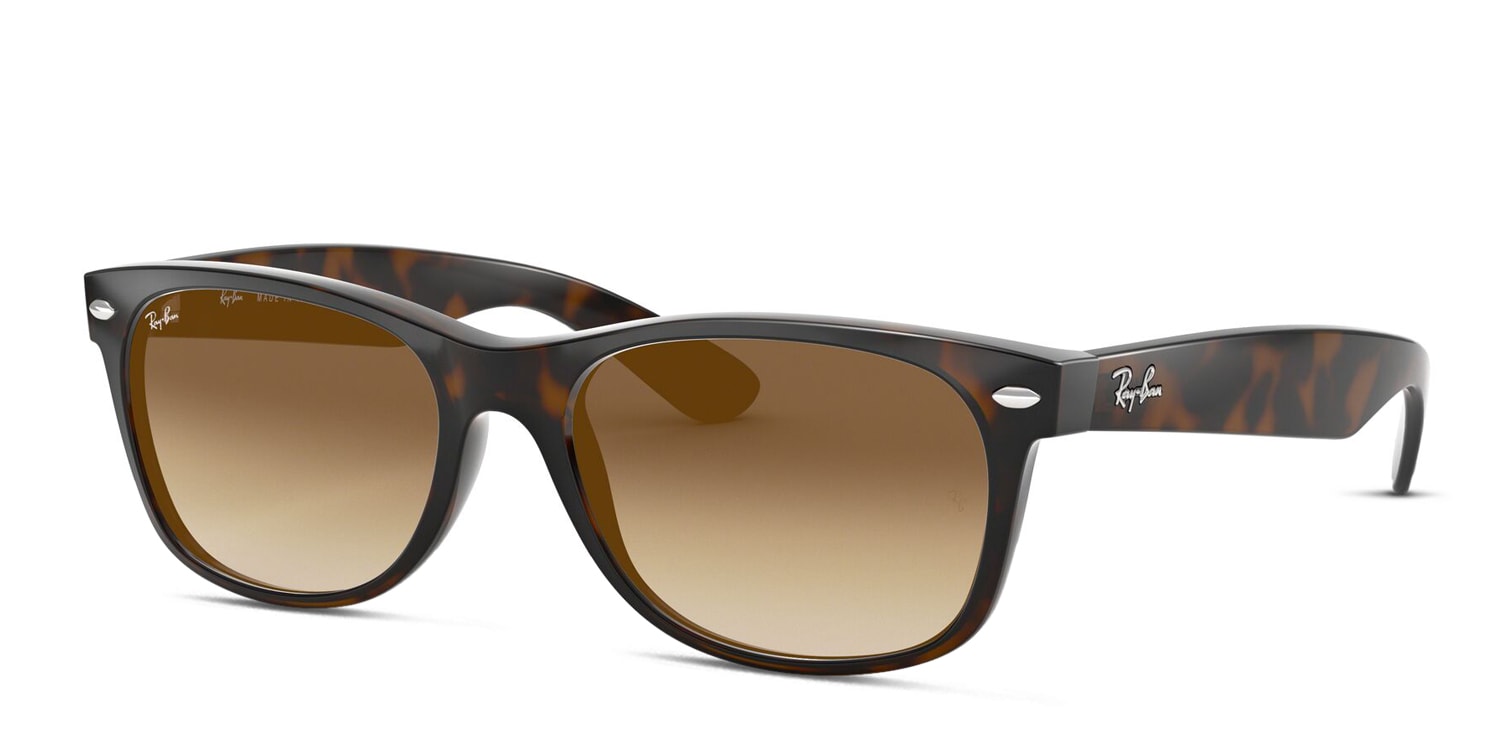 Ray-Ban RB2132 New Wayfarer tortoise frame with crystal brown gradient