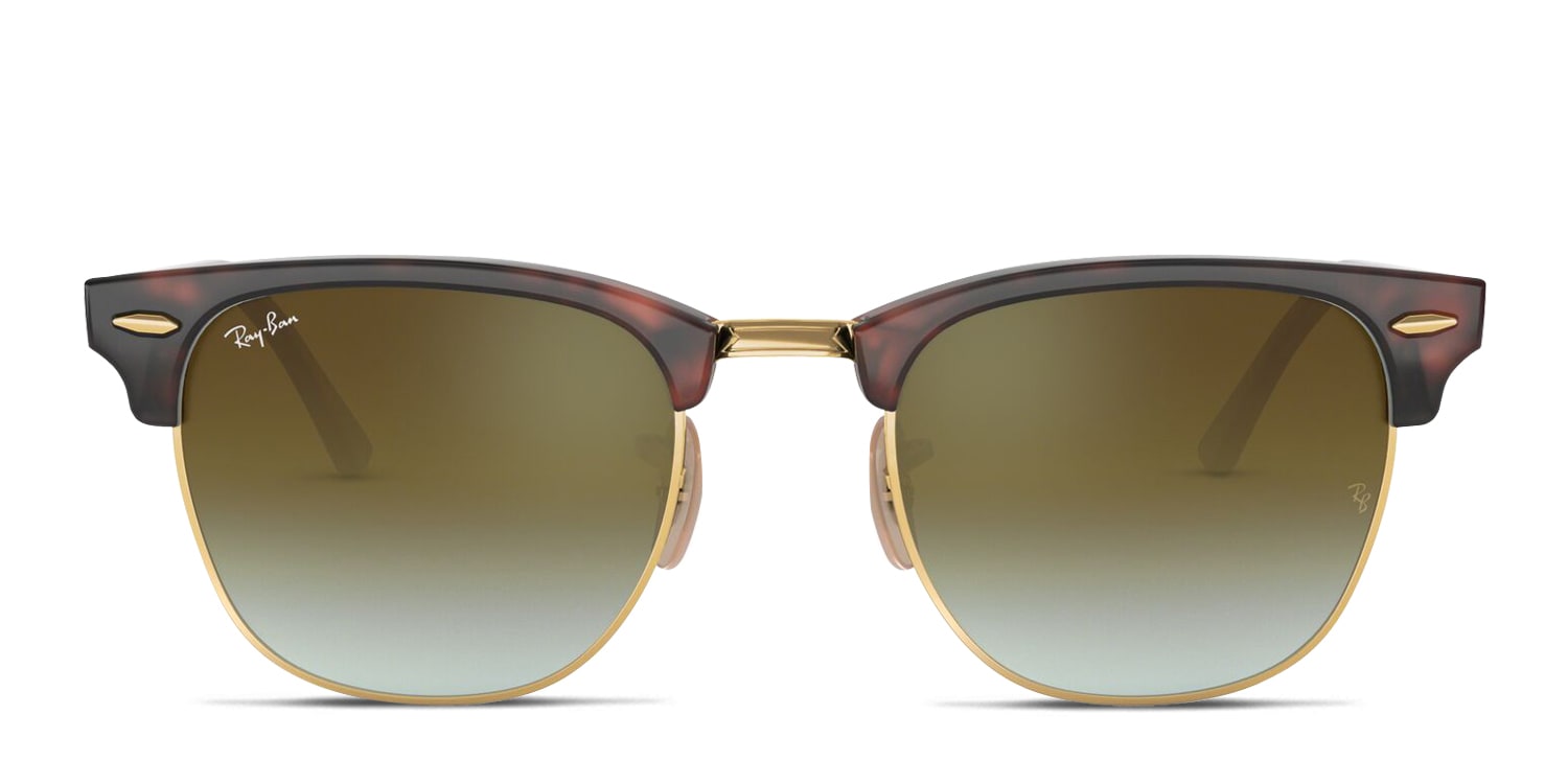 Ray-Ban RB3016 Clubmaster red, tortoise frame with green flash gradient ...