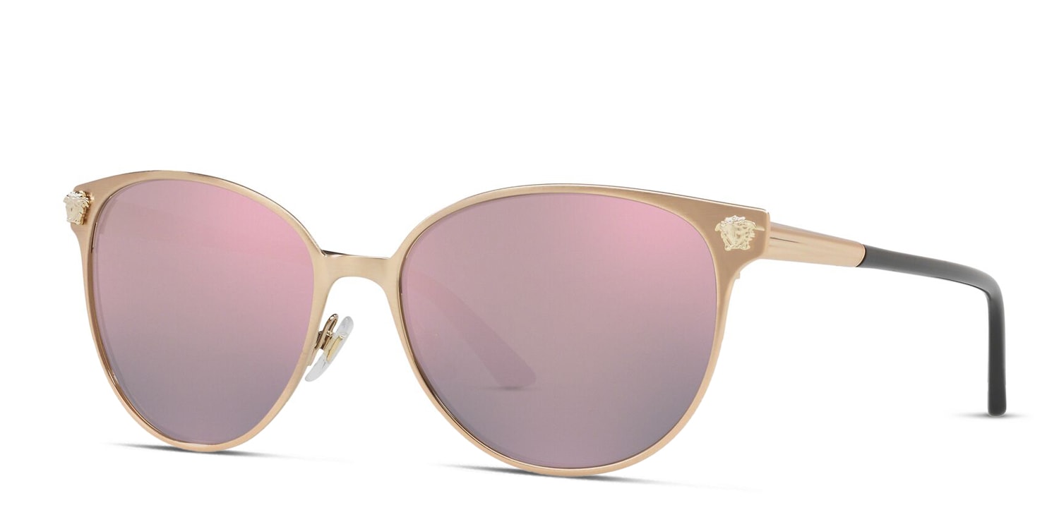 Versace VE2168 gold , pink frame with dark grey/pink mirrored lenses