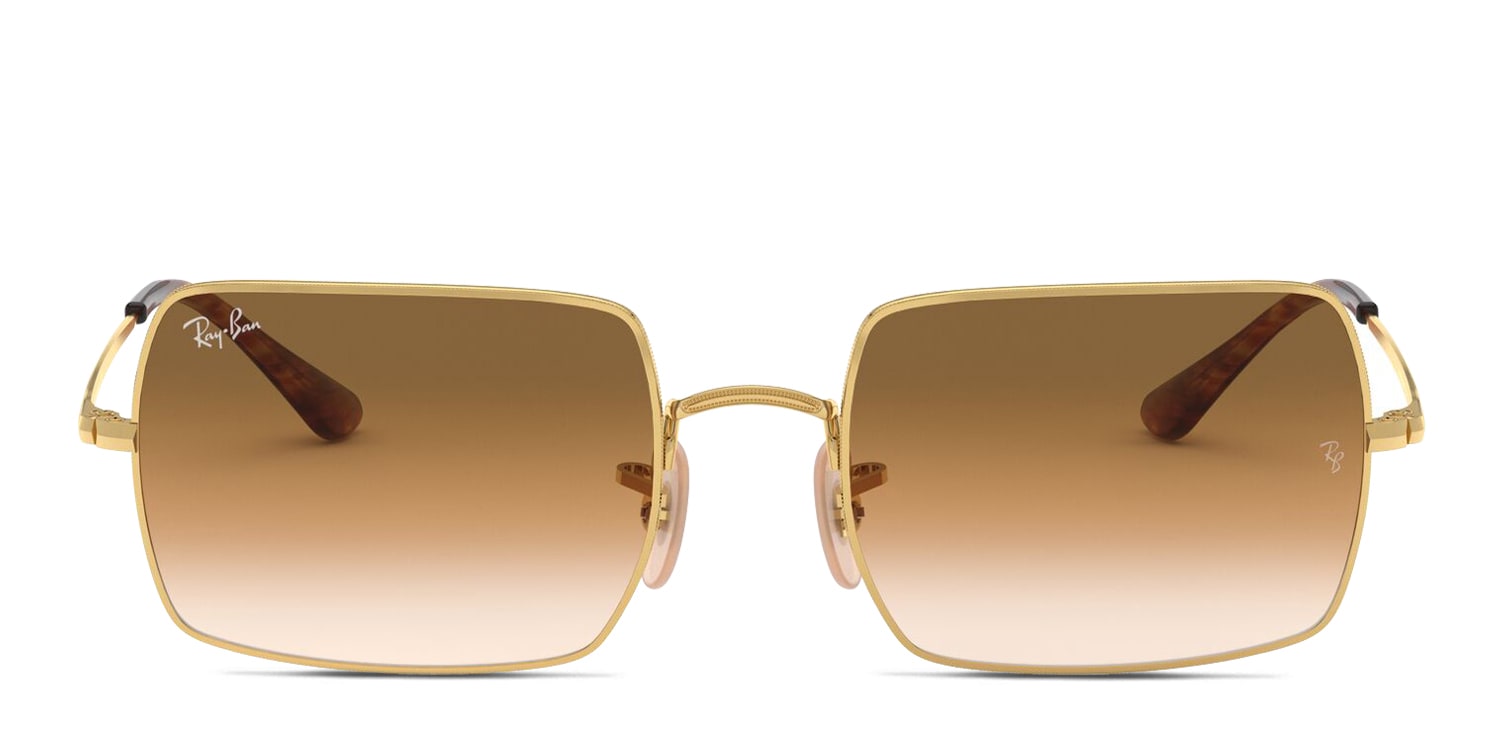Ray-Ban RB1969 Rectangle gold frame with brown gradient lenses. Lenses provide 100% UV protection.