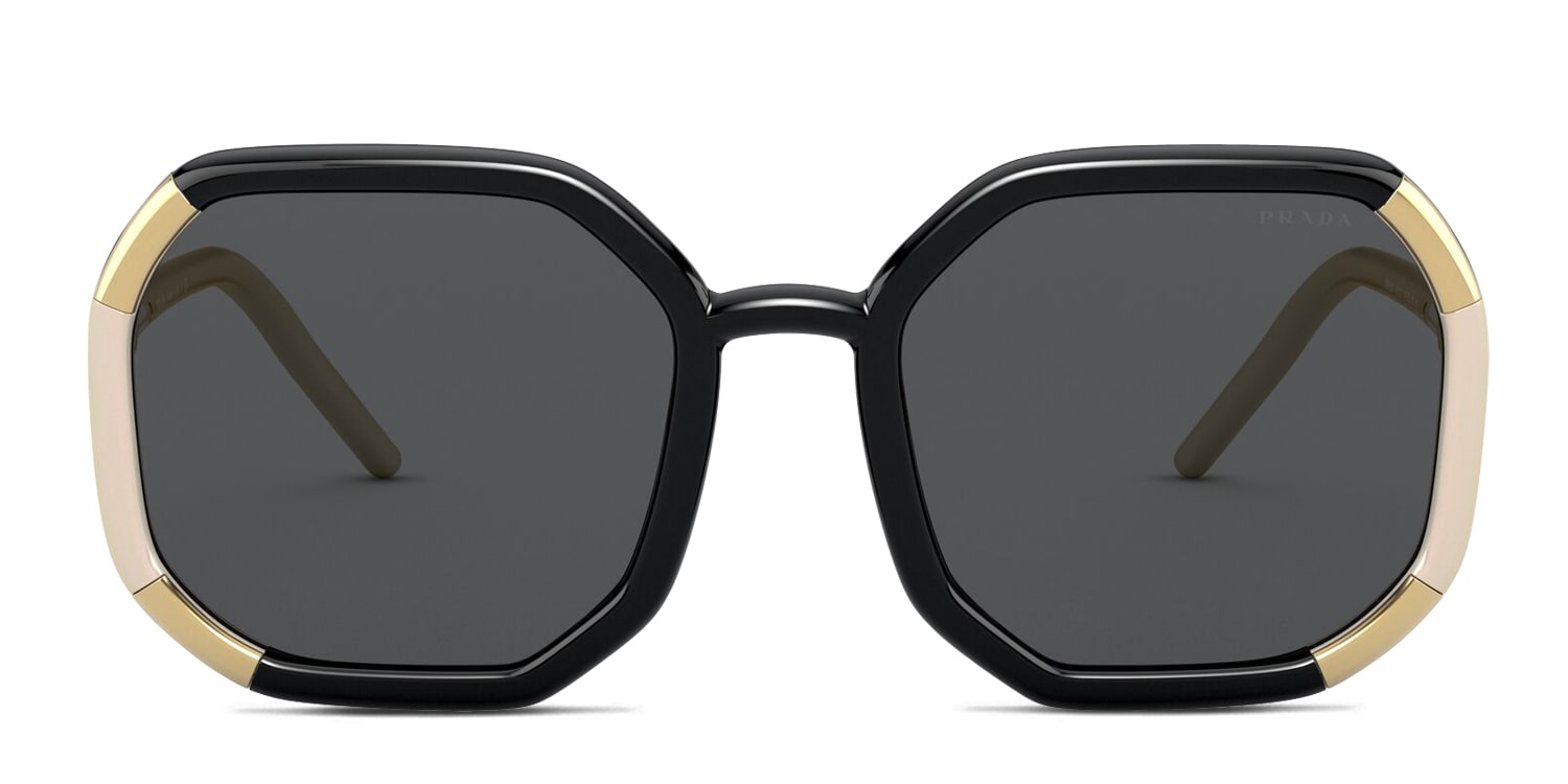 Prada PR20XS black frame with dark grey lenses. Lenses provide 100% UV