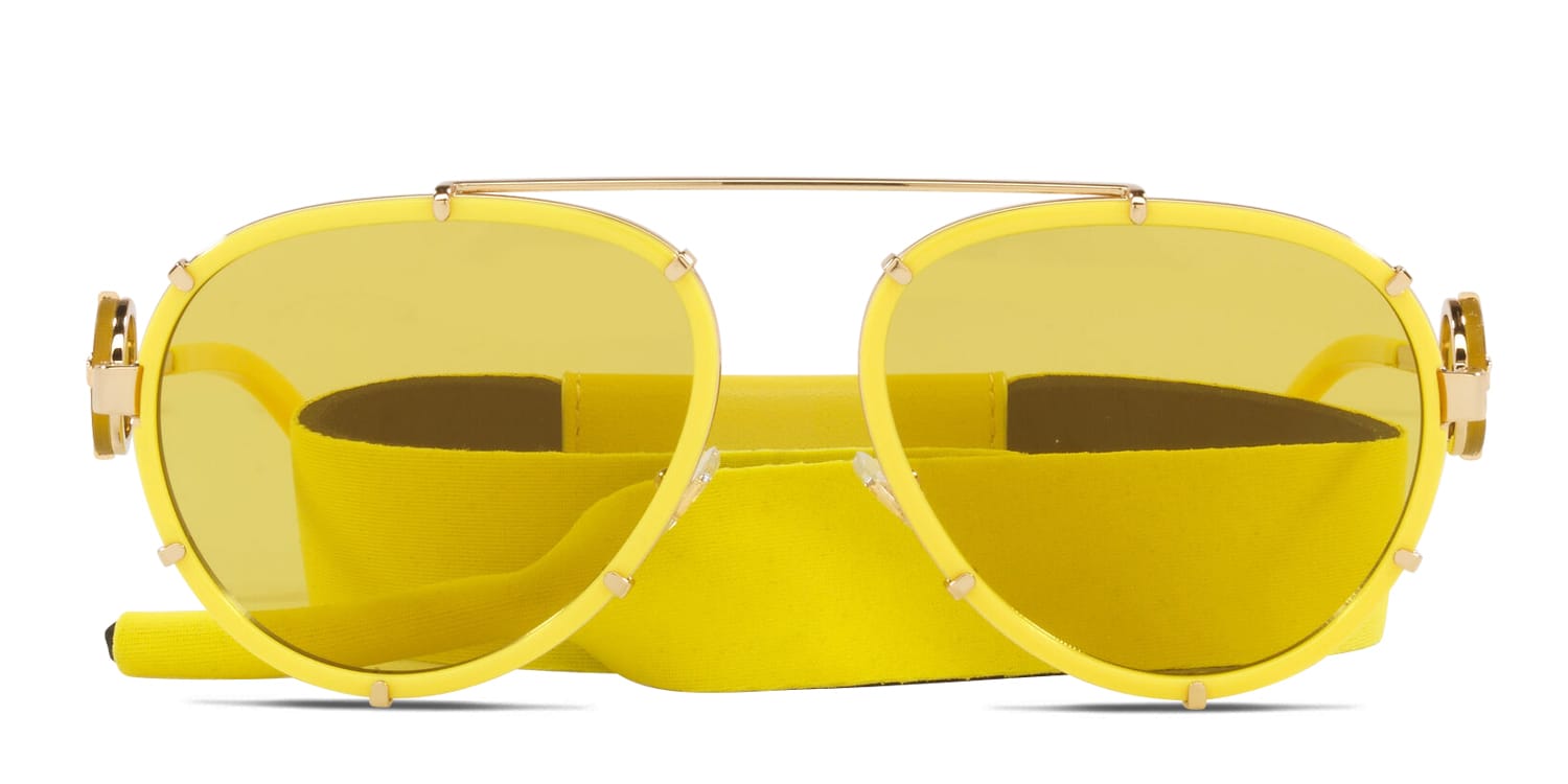 Versace VE2232 yellow frame with yellow mirrored flash gold lenses