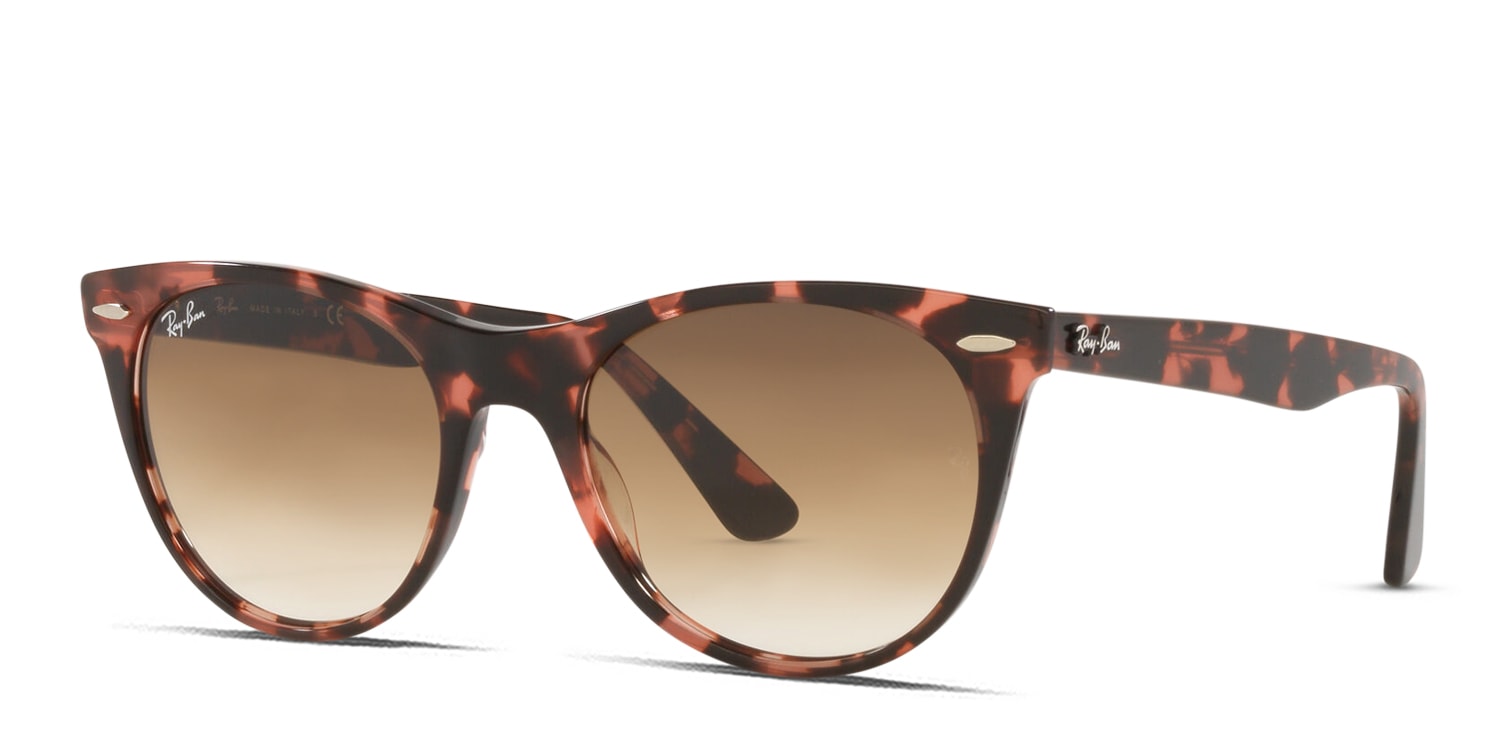 Ray-Ban RB2185 Wayfarer II pink , tortoise frame with clear gradient brown lenses. Lenses 