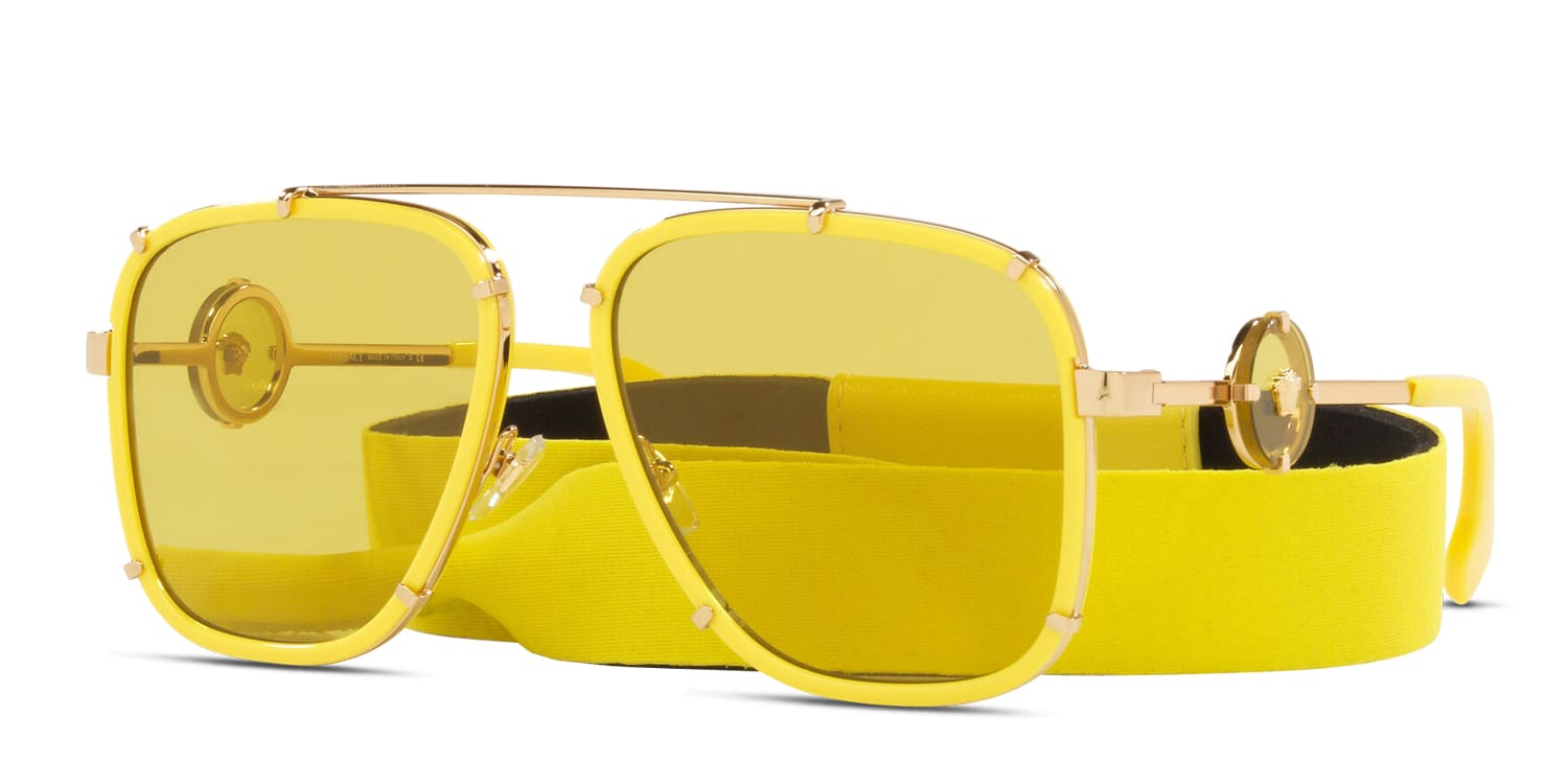 Versace VE2233 yellow frame with yellow mirrored flash gold lenses
