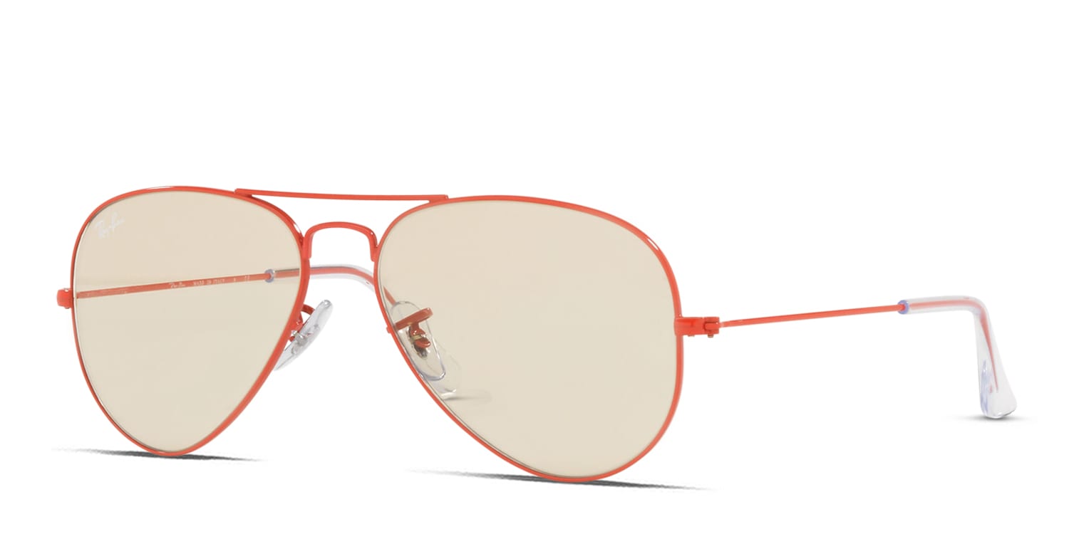 Ray-Ban RB3025 Aviator Large Metal red frame with photochromic Evolve ...