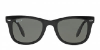 Ray Ban RB4105 Foldable Wayfarer Large Shiny Black w Green Prescription Sunglasses