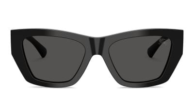 Burberry BE4435 black frame with dark grey lenses. Lenses provide