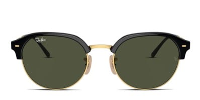 Ray Ban RB4246 Clubround Black Gold Prescription Sunglasses 50 Off Lenses