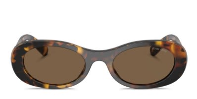 NEW Miu Miu MU11WS Tortoise Brown Oval Thick Rim Sunglasses Miu Miu MU 11WS XL (54 - 21) with Brown lenses and Tortoise  main image 2