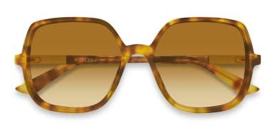 Chloe CH0301S tortoise frame with brown lenses. Lenses provide 100