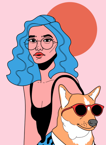 dog with sunglasses background