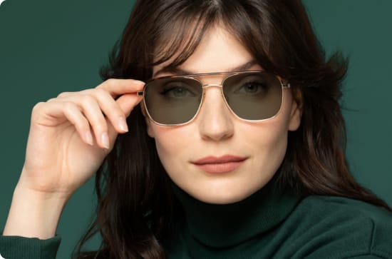 green tinted sunglasses