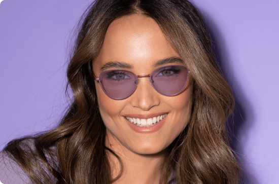 purple tinted sunglasses