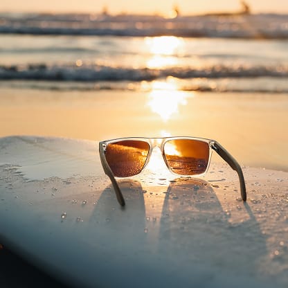 Limited edition O’Neill x GlassesUSA.com Harwood 2.0 clear frame polarized sunglasses.