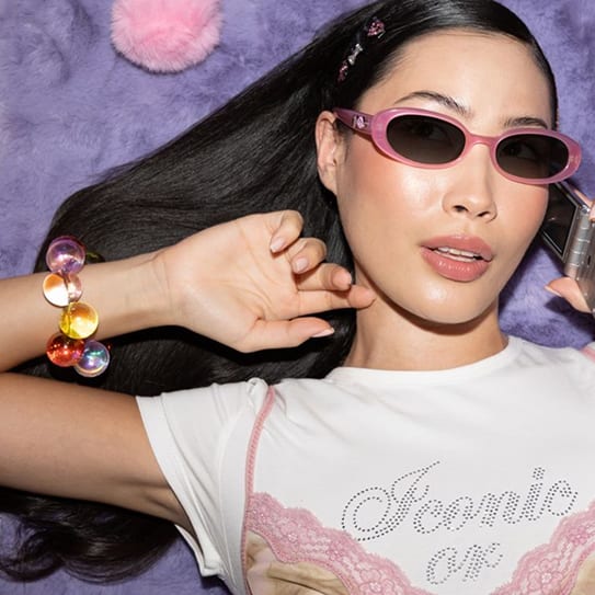 Customer wearing BONBONWHIMS x GlassesUSA sunglasses
