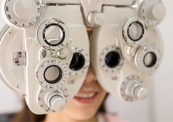 Woman checks vision