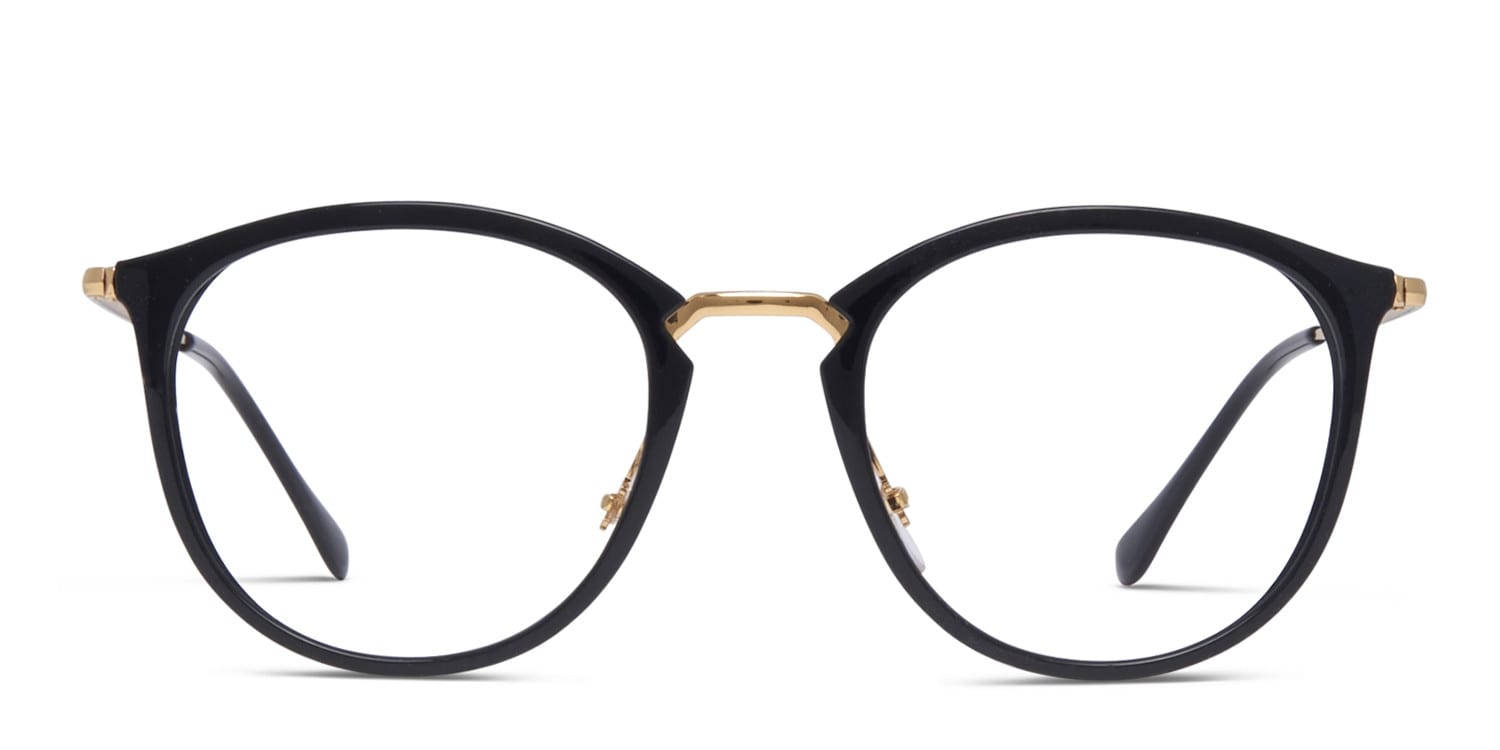 Ray-Ban RX7140 Black/Gold glasses - Black / Gold - Frontal View
