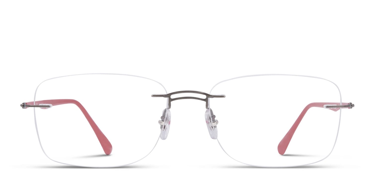 Ray-Ban 8750 Gunmetal w/Red Rectangle Rimless eyeglasses - front