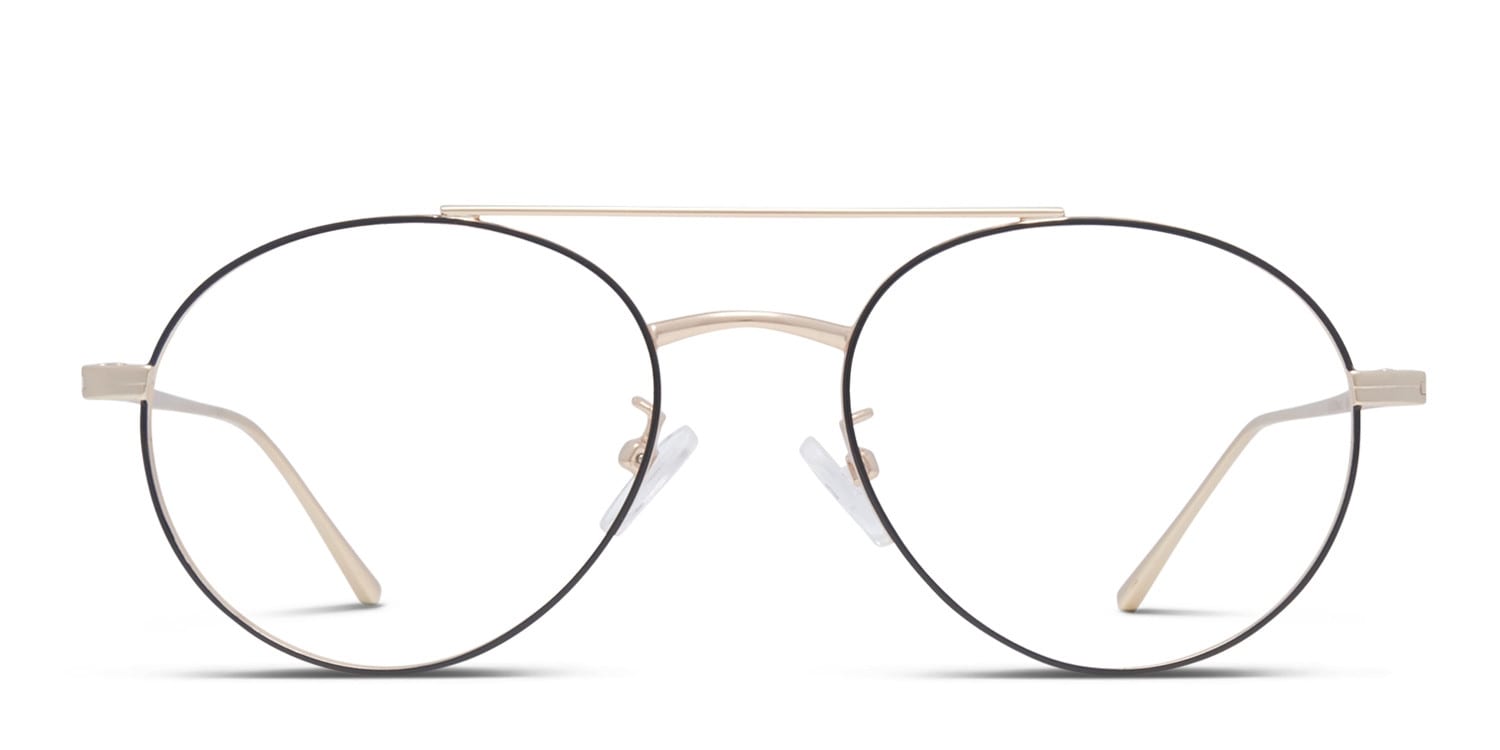 Muse X Hilary Duff Lizzie Black w/Gold Round, Aviator Full Frame eyeglasses - front