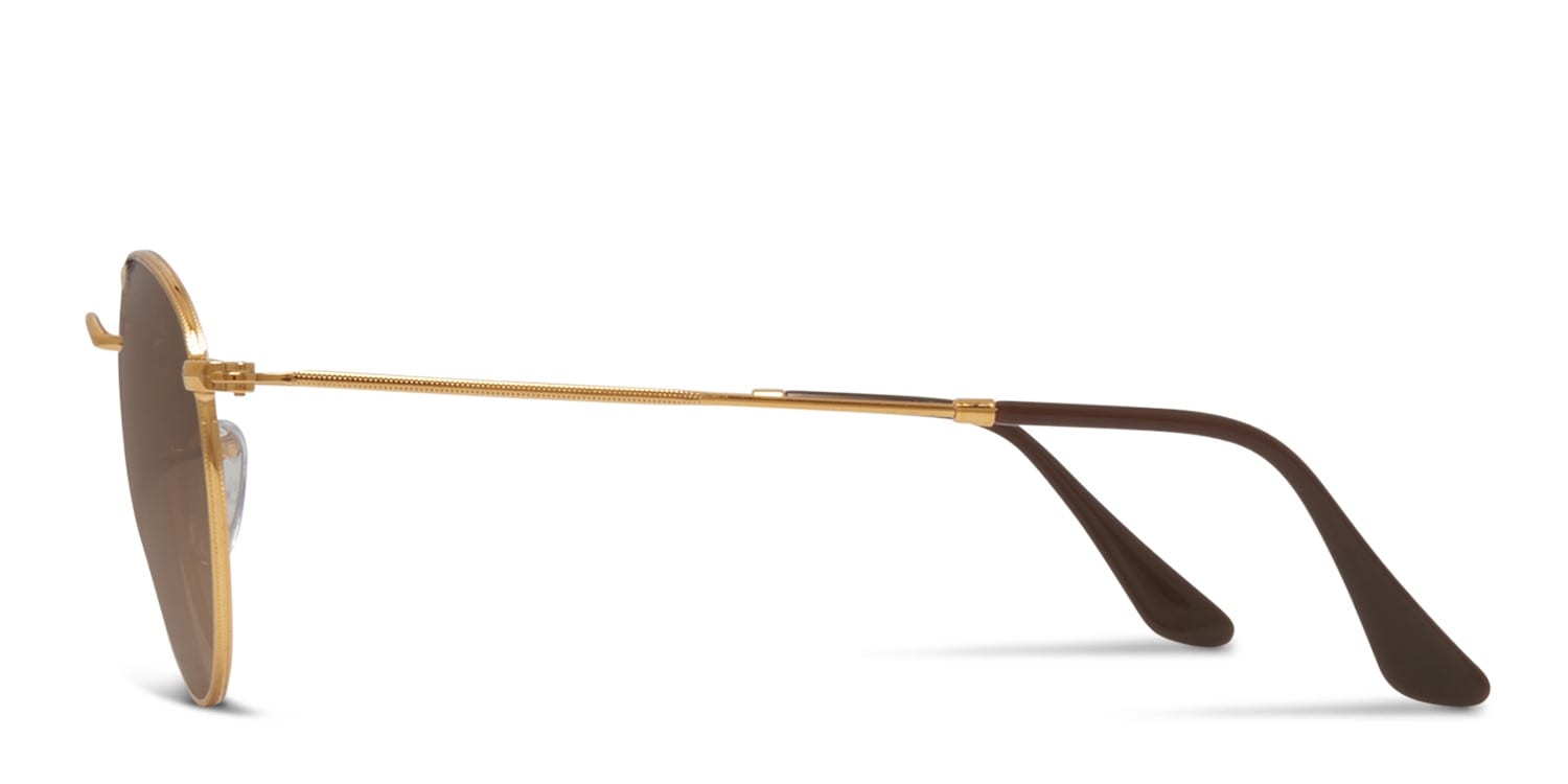 Ray-Ban 3447 Round Metal Gold/Bronze/Brown Prescription Sunglasses