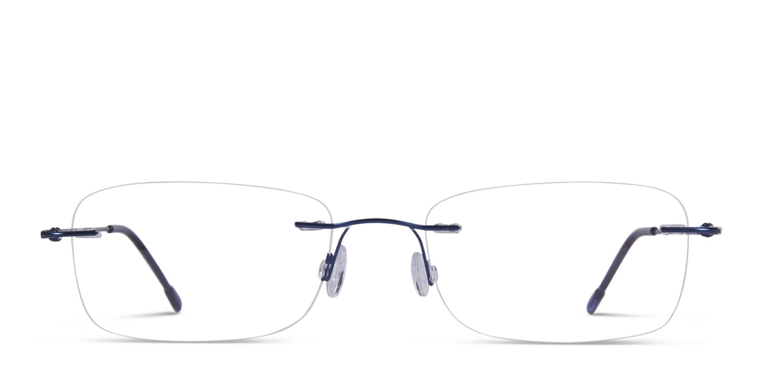 Thom Dark Blue Rectangle Rimless eyeglasses - front