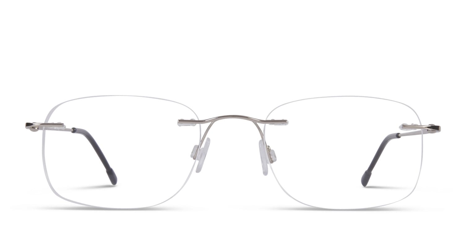 Rome Silver Rectangle Rimless eyeglasses - front