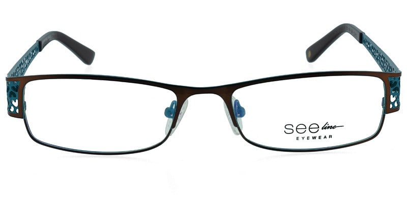 See-Line JC653F Brown w/Turquoise NA Rectangle Full Frame sunglasses - front