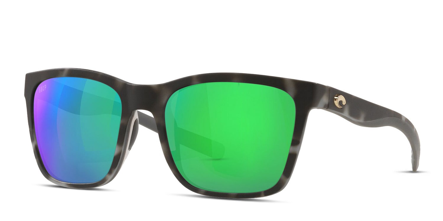 Costa Del Mar 6S9037 Panga gray, tortoise frame with green mirrored 580p lenses. Lenses provide
