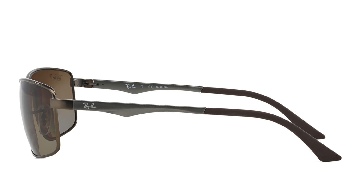 RayBan RB3498 Gunmetal/Brown Polarized Sunglasses