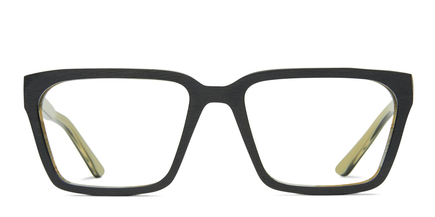 Anacortes Black Wood Square, Geometric Full Frame eyeglasses - front