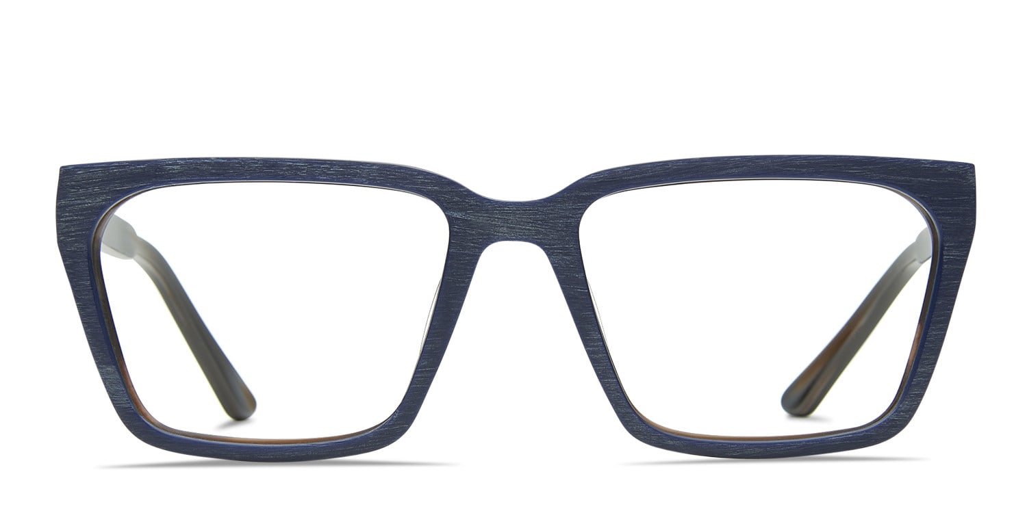 Anacortes Blue Wood Square, Geometric Full Frame eyeglasses - front
