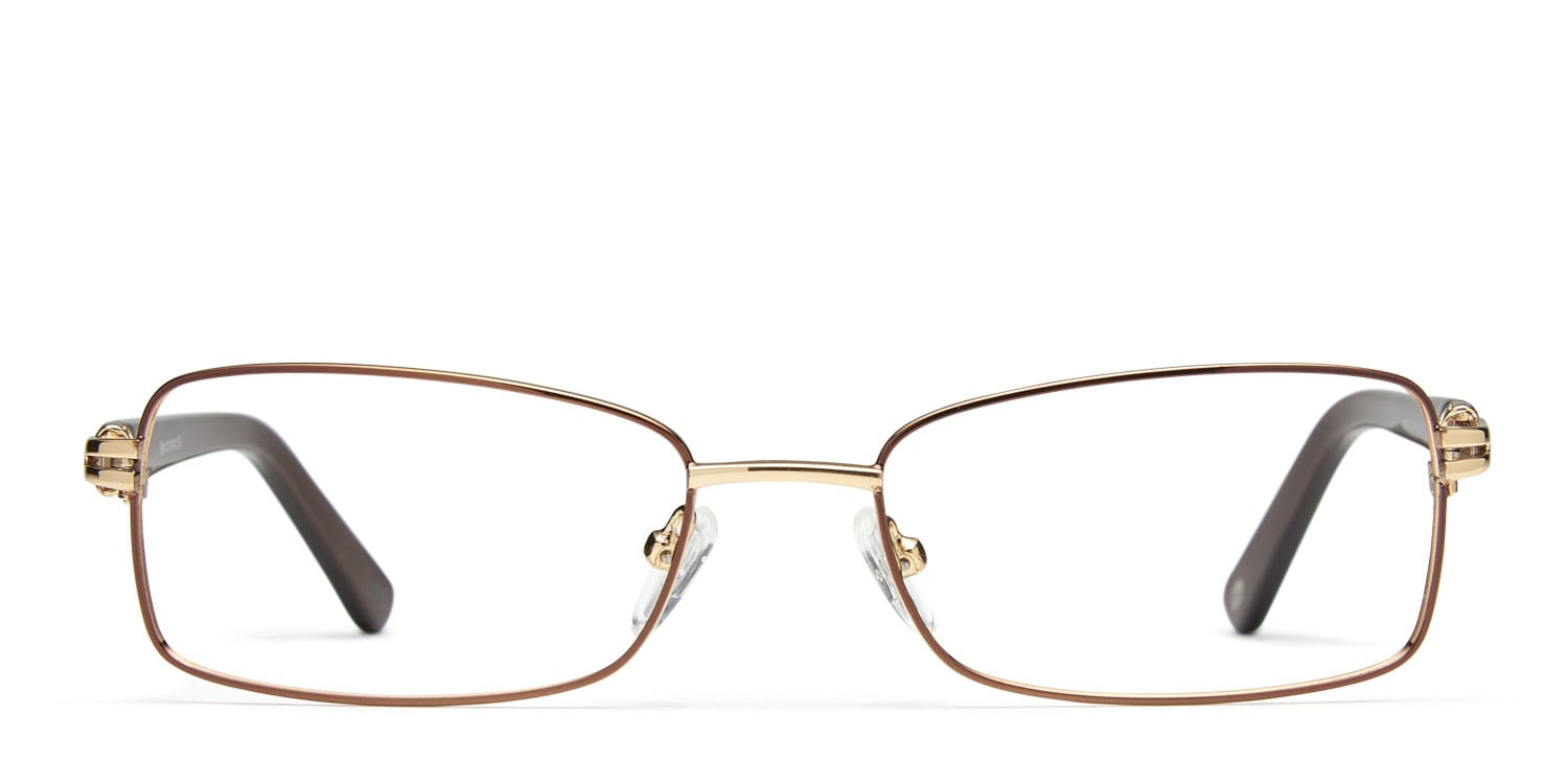 Ellie Bronze w/Gold Rectangle, Geometric Full Frame eyeglasses - front