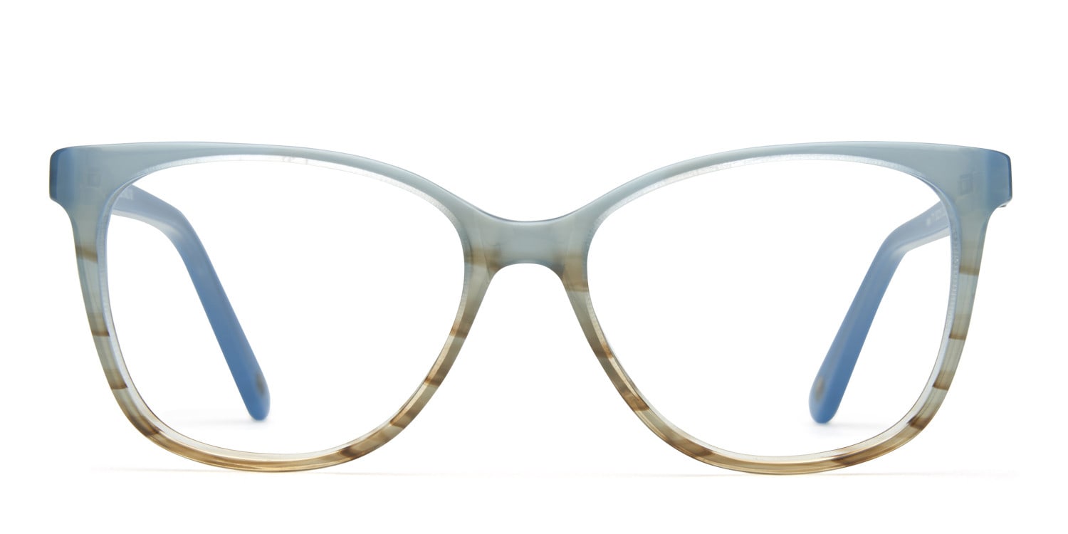 Tandy Clear Blue w/Taupe Geometric Full Frame eyeglasses - front