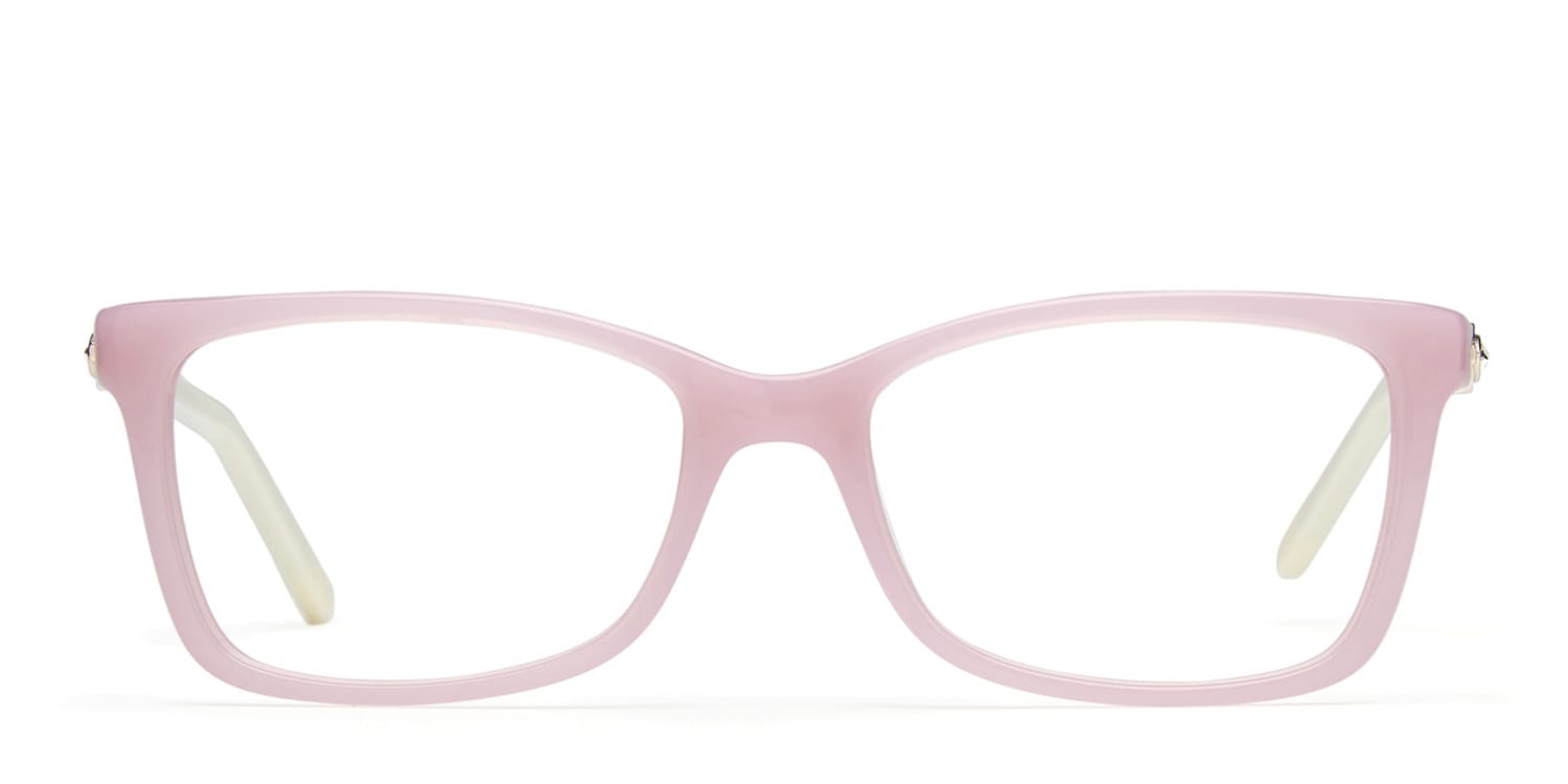Alex Blake Pink w/White NA Cat Eye, Geometric Full Frame eyeglasses - front