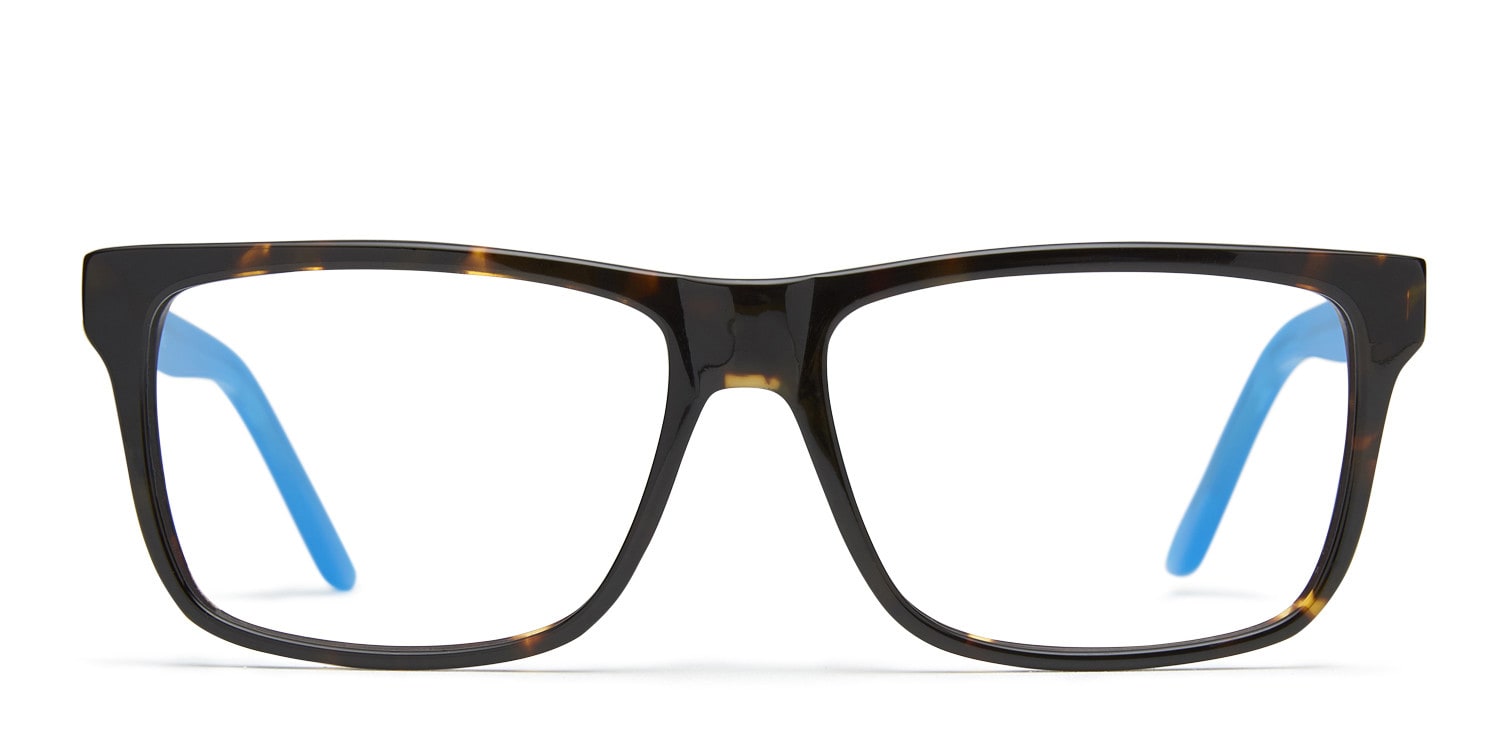 Hadley Tortoise w/Teal Square, Oversized Full Frame eyeglasses - front