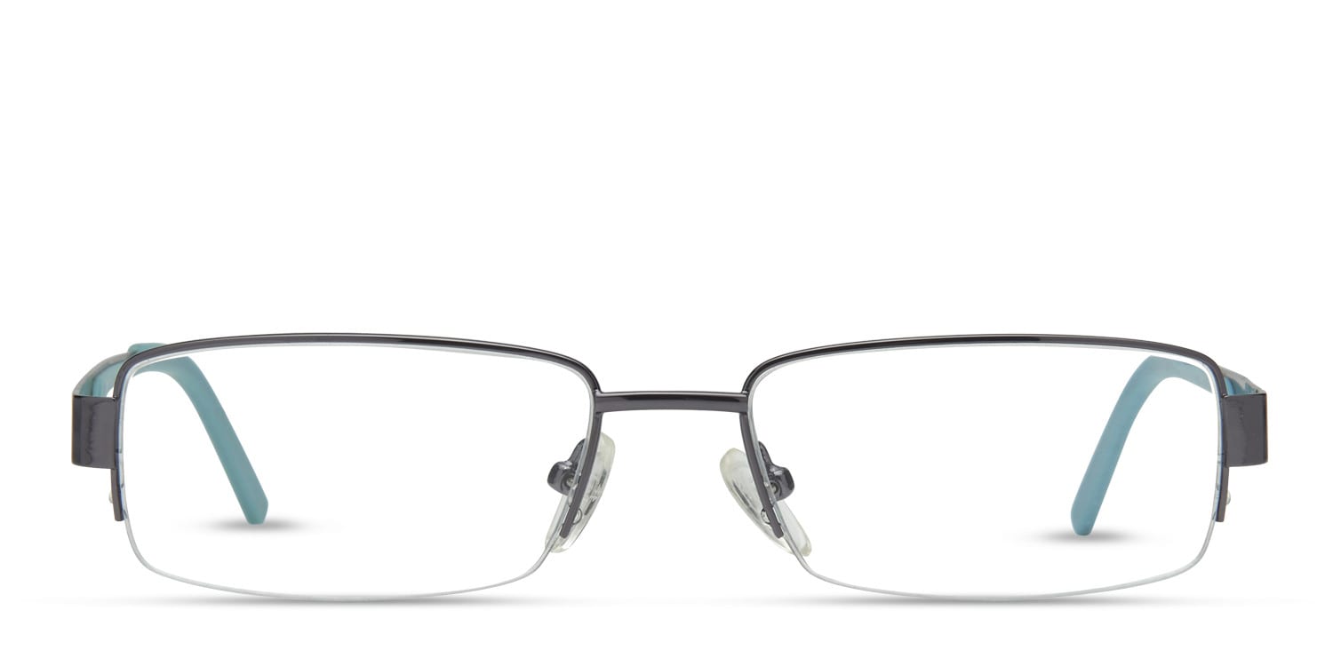 Kevin Gunmetal w/Teal Rectangle Half Frame eyeglasses - front