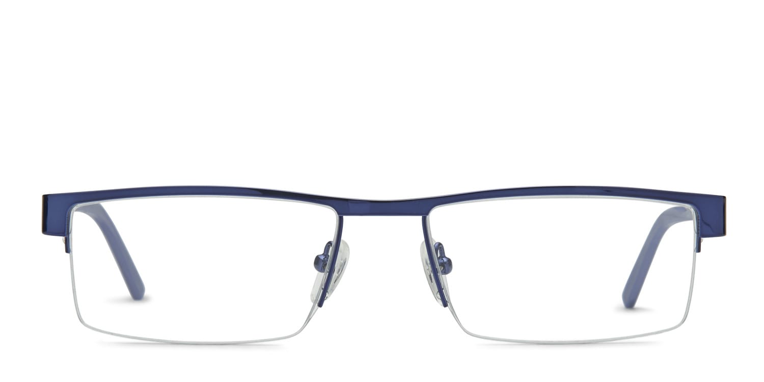 Ian Navy Blue Rectangle Half Frame eyeglasses - front
