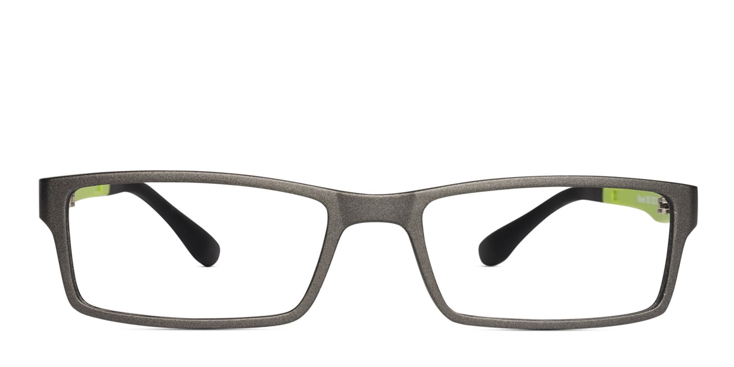 Revel Rene Gray w/Black/Green Rectangle Full Frame eyeglasses - front
