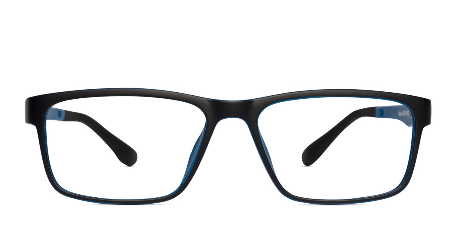 Revel Carlo Black w/Blue Rectangle, Square Full Frame eyeglasses - front