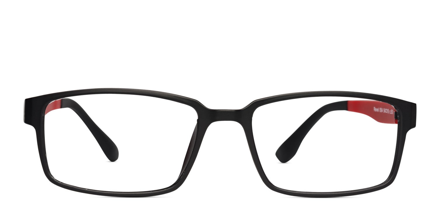 Revel Maurice Black w/Red Rectangle, Square Full Frame eyeglasses - front