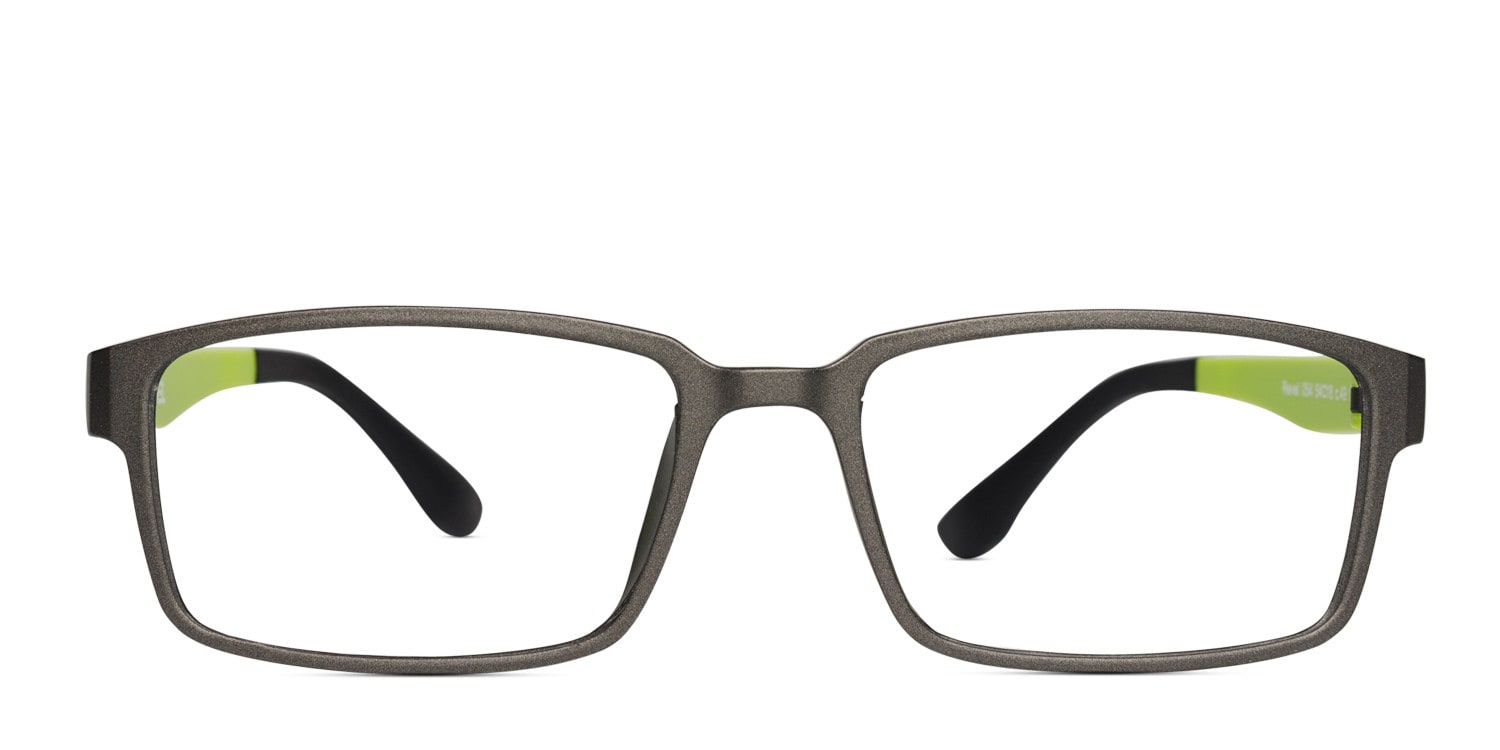 Revel Maurice Gray w/Green Rectangle, Square Full Frame eyeglasses - front