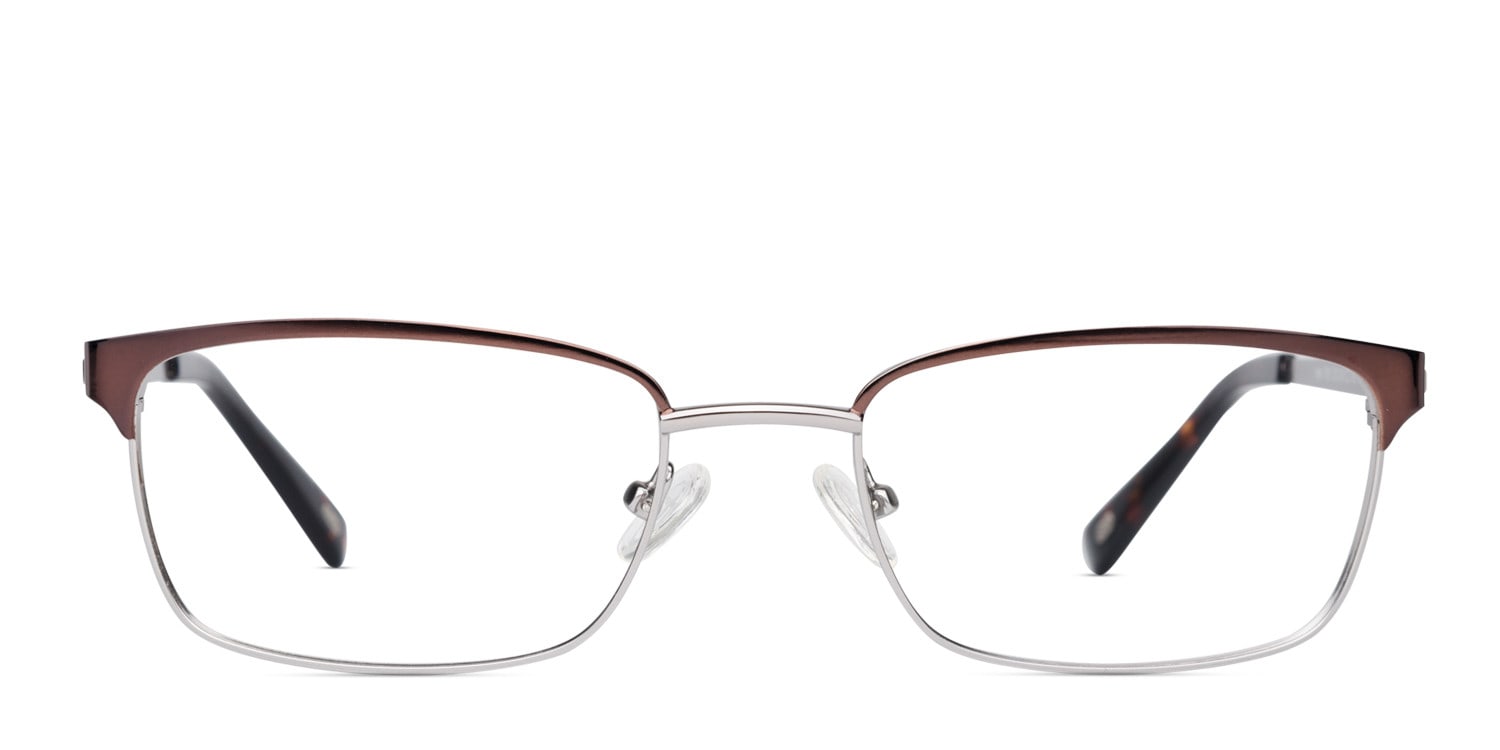Susanville Brown w/Silver Rectangle Full Frame eyeglasses - front