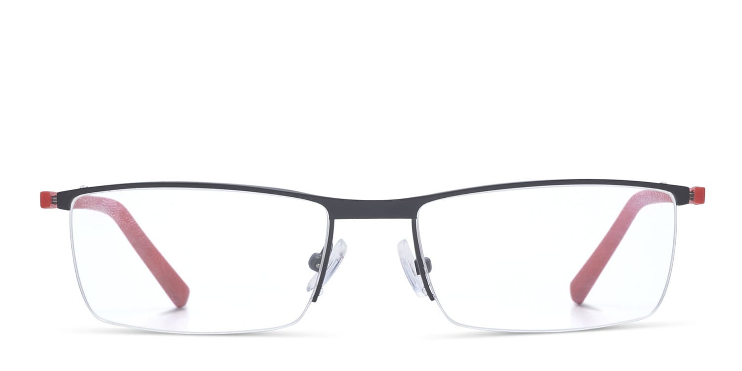 Ottoto Levoli Black w/Red Rectangle Half Frame eyeglasses - front