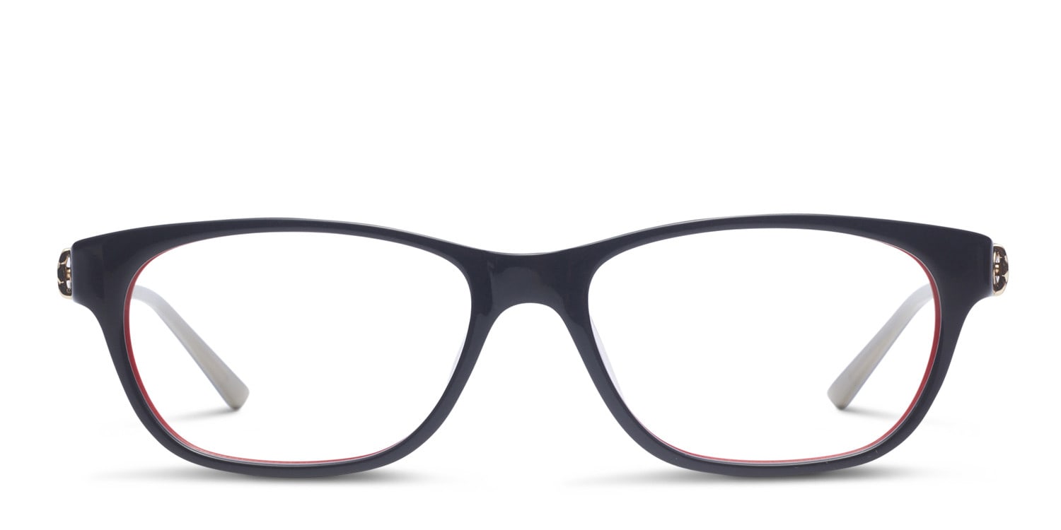 Amelia E. Fleur Black/Red w/Gold Square Full Frame eyeglasses - front