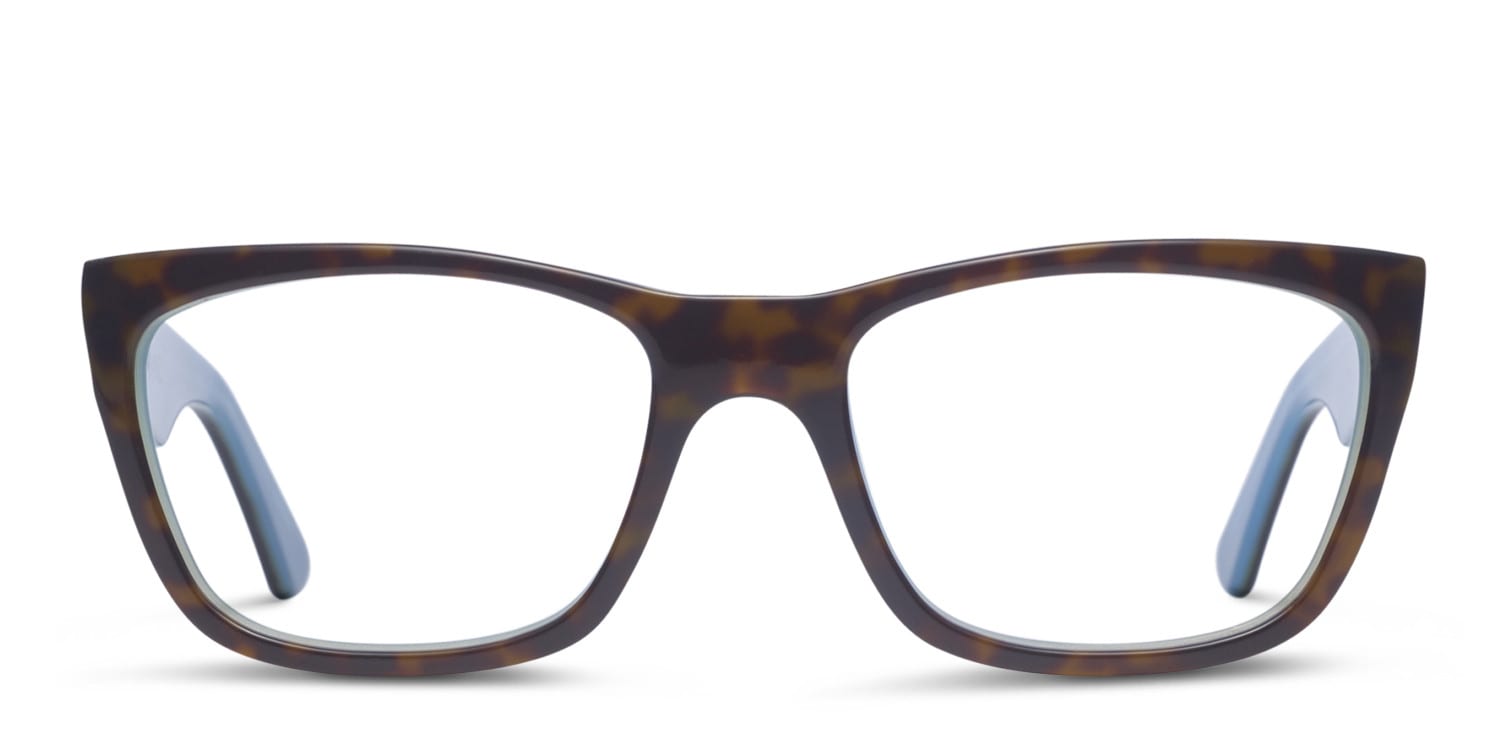 Amelia E. Estée Tortoise w/Blue Square, Geometric Full Frame eyeglasses - front